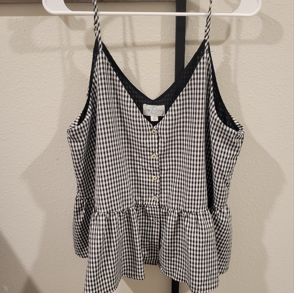 Black gingham top